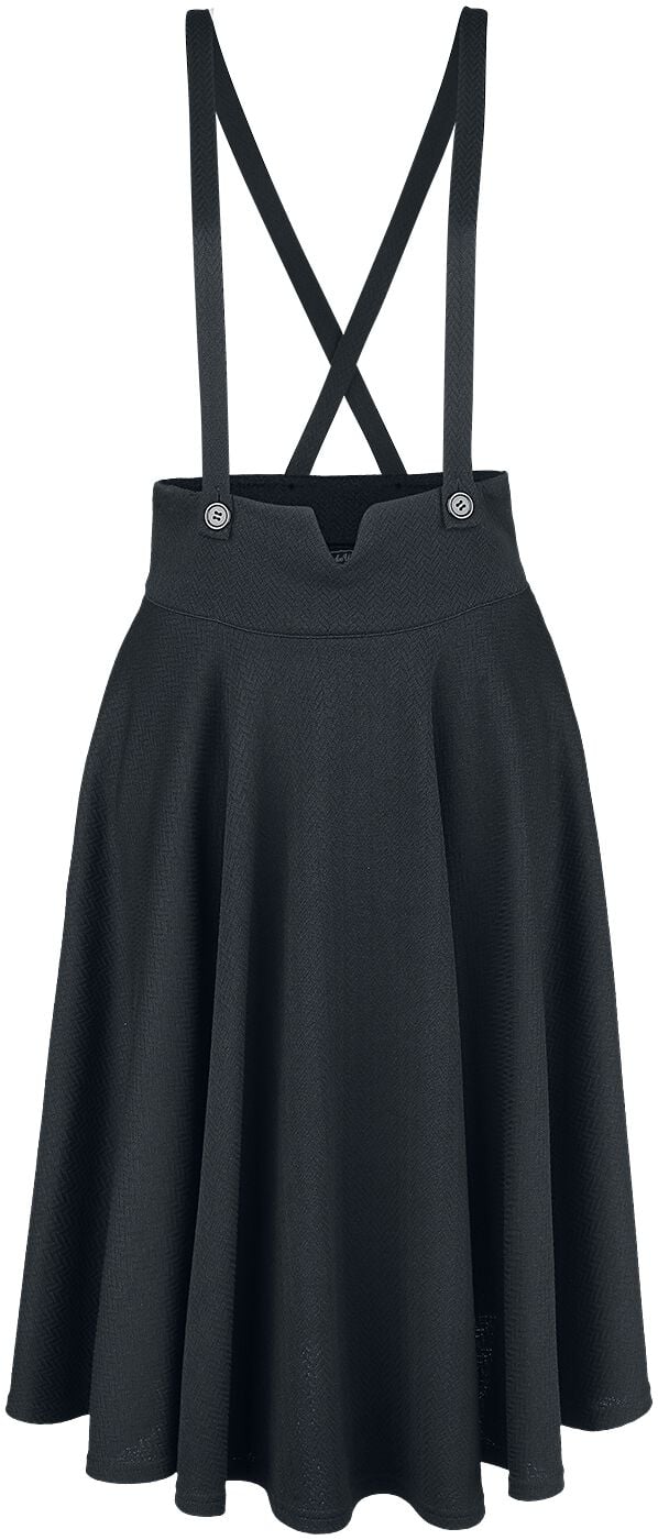 Voodoo Vixen Toyin Black Herringbone Overall Skirt Mittellanger Rock schwarz in L von Voodoo Vixen