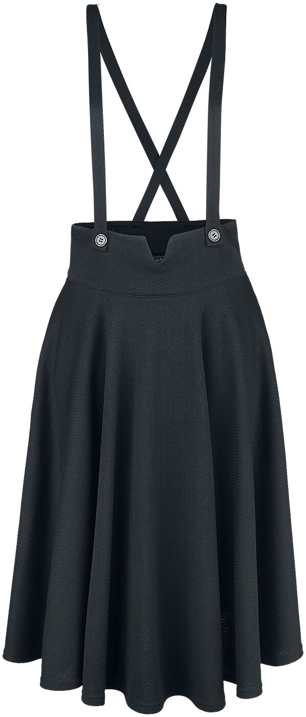 Voodoo Vixen Toyin Black Herringbone Overall Skirt Mittellanger Rock schwarz in M von Voodoo Vixen