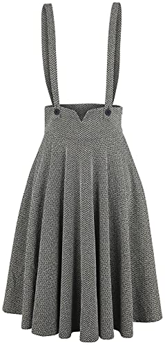 Voodoo Vixen Toyin Overall Herringbone Flared Skirt Frauen Mittellanger Rock grau 4XL von Voodoo Vixen