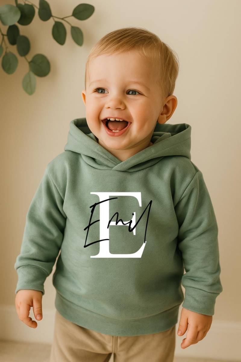 Handmade Pullover - Personalisierter Hoodie Für Kinder Petrol- Sweat Mit Kapuze Geschenkidee Zur Taufe, Geburtstag von Voodulu