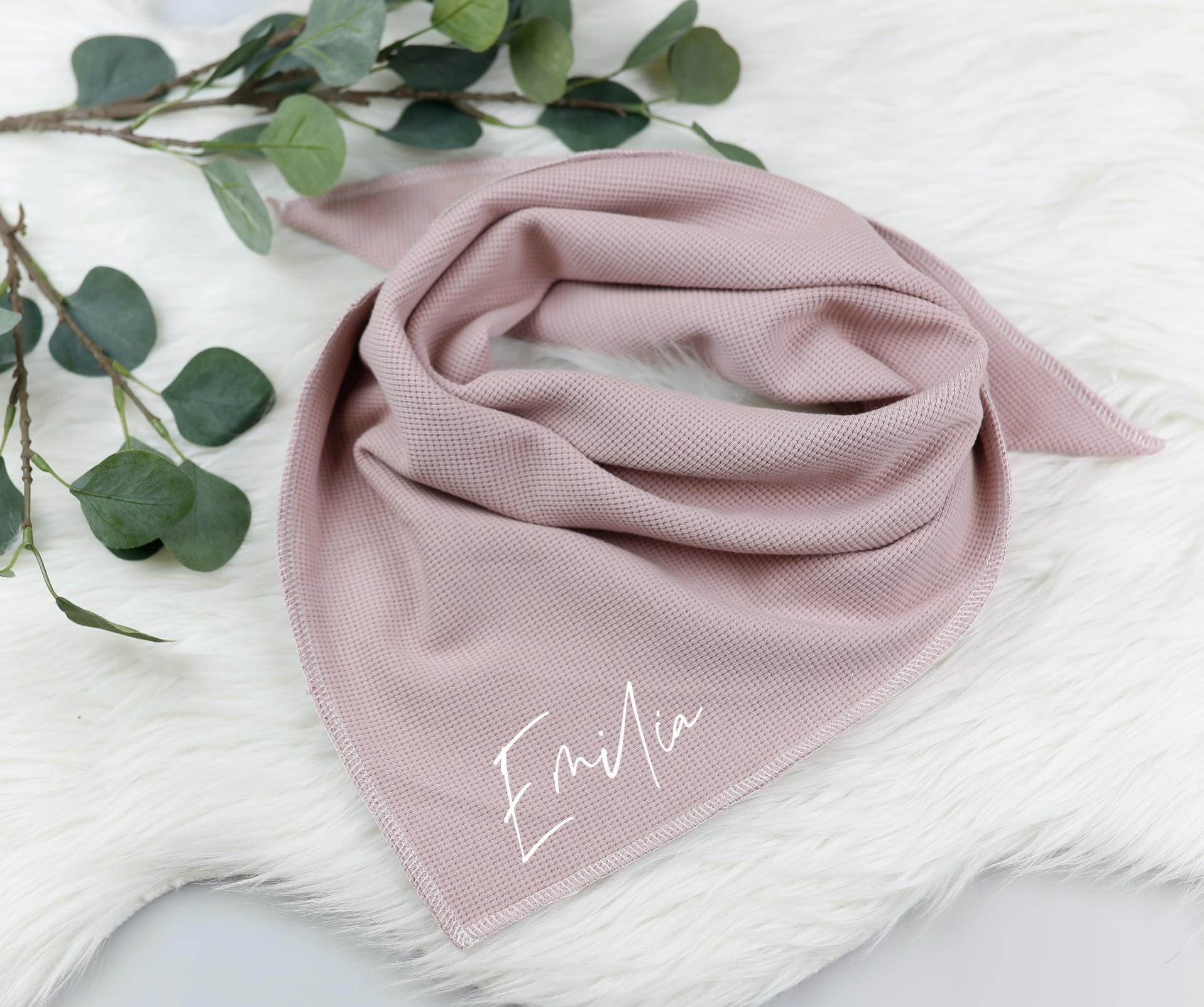 Voodulu® - Halstuch Rose Struktur Kind 3-12 Jahre Personalisiert Kuschelig Schal Dreieckstuch von Voodulu