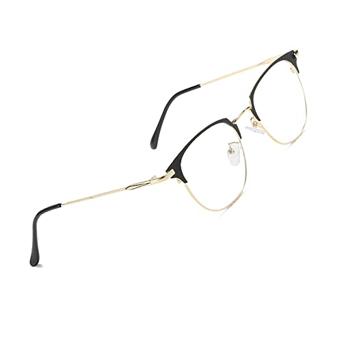 Brille Blaulichtfilter Ohne Sehstärke Retro Vintage Brille Ohne Sehstärke für PC Handy und Fernseher Blaulichtfilter Brille mit Brillenetuis und Brillenputztuch C4 von Voolga