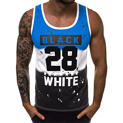 Tank Top Herren Sport Lässig Ärmelloses T Shirts Running Muskelshirt Bodybuilding Fitness Tankshirt Blau XXL von Voolga