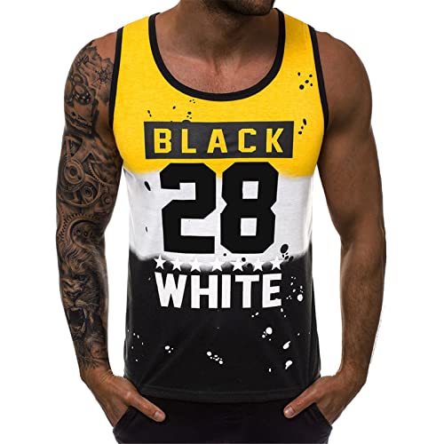 Tank Top Herren Sport Lässig Ärmelloses T Shirts Running Muskelshirt Bodybuilding Fitness Tankshirt Gelb S von Voolga