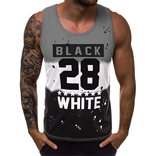 Tank Top Herren Sport Lässig Ärmelloses T Shirts Running Muskelshirt Bodybuilding Fitness Tankshirt Grau M von Voolga