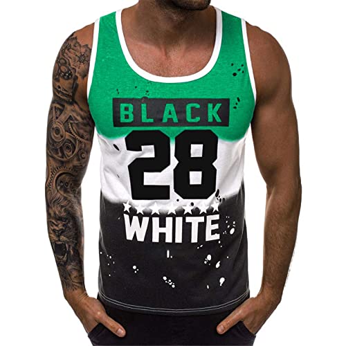 Tank Top Herren Sport Lässig Ärmelloses T Shirts Running Muskelshirt Bodybuilding Fitness Tankshirt Grün L von Voolga