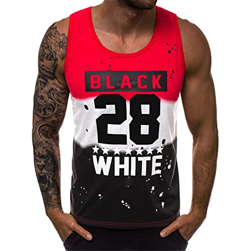 Tank Top Herren Sport Lässig Ärmelloses T Shirts Running Muskelshirt Bodybuilding Fitness Tankshirt Rot S von Voolga