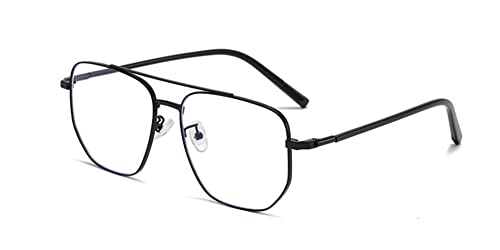Voolga Blaulichtfilter Brille Ohne Stärke Anti-Müdigkeit UV-Schutz Computerbrille Retro Rund Metallgestell Brillenfassung mit Brillenetuis(Black) von Voolga