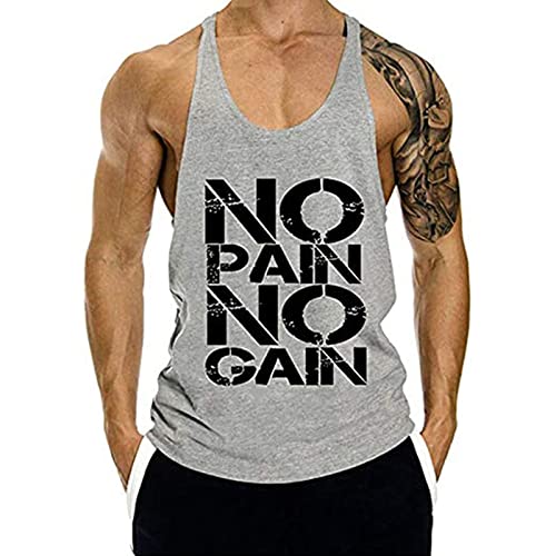 Voolga Herren Tank Top Sommer Ärmelloses Muskelshirt Laufen Trägershirt Bodybuilding Fitness Tankshirt Grau M von Voolga