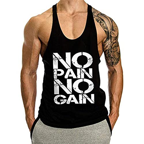 Voolga Herren Tank Top Sommer Ärmelloses Muskelshirt Laufen Trägershirt Bodybuilding Fitness Tankshirt Schwarz M von Voolga