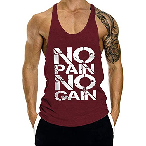 Voolga Herren Tank Top Sommer Ärmelloses Muskelshirt Laufen Trägershirt Bodybuilding Fitness Tankshirt Weinrot L von Voolga