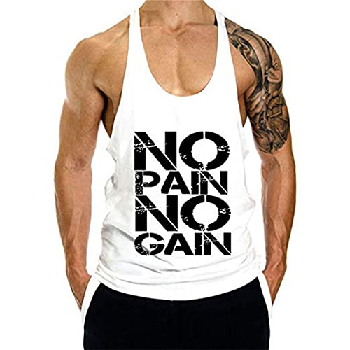 Voolga Herren Tank Top Sommer Ärmelloses Muskelshirt Laufen Trägershirt Bodybuilding Fitness Tankshirt Weiß L von Voolga