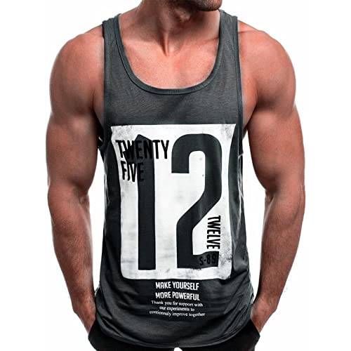 Voolga Herren Tank Top Sommer Ärmelloses Muskelshirt Workout Bodybuilding Fitness Trägershirt DunkelGrau L von Voolga