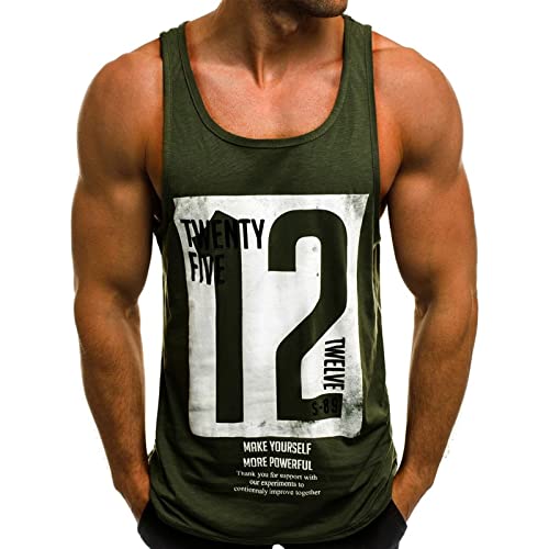 Voolga Herren Tank Top Sommer Ärmelloses Muskelshirt Workout Bodybuilding Fitness Trägershirt Grün M von Voolga