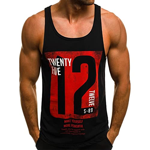 Voolga Herren Tank Top Sommer Ärmelloses Muskelshirt Workout Bodybuilding Fitness Trägershirt Schwarz XXL von Voolga