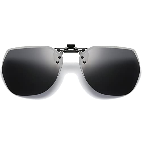 Voolga Sonnenbrillen Clip für Brillenträger, Leicht Randlose Flip up Sonnenbrille Herren Polarisiert, Polarisiert Clip Sonnenbrille ​für Autofahrer von Brillenträger (Schwarz) von Voolga