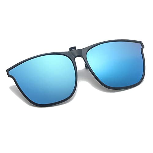 Voolga Sonnenbrillen Clip für Brillenträger, Rechteckig Flip up Sonnenbrille Herren Polarisiert, Polarisiert Clip Sonnenbrille ​für Autofahrer von Brillenträger (Blau) von Voolga