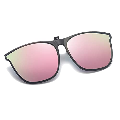 Voolga Sonnenbrillen Clip für Brillenträger, Rechteckig Flip up Sonnenbrille Herren Polarisiert, Polarisiert Clip Sonnenbrille ​für Autofahrer von Brillenträger (Rosa) von Voolga