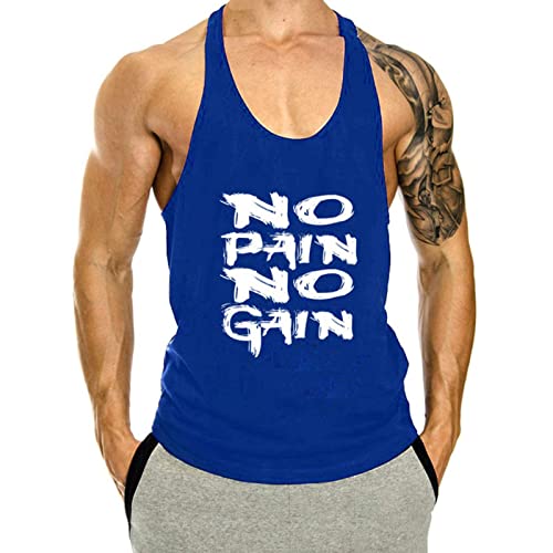 Voolga Tank Top Herren Ärmelloses Muskelshirt Athletic Tankshirt Bodybuilding Fitness Unterhemd Blau XL von Voolga