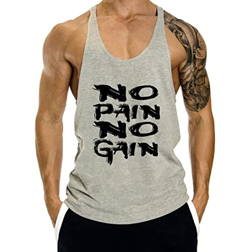 Voolga Tank Top Herren Ärmelloses Muskelshirt Athletic Tankshirt Bodybuilding Fitness Unterhemd Grau M von Voolga