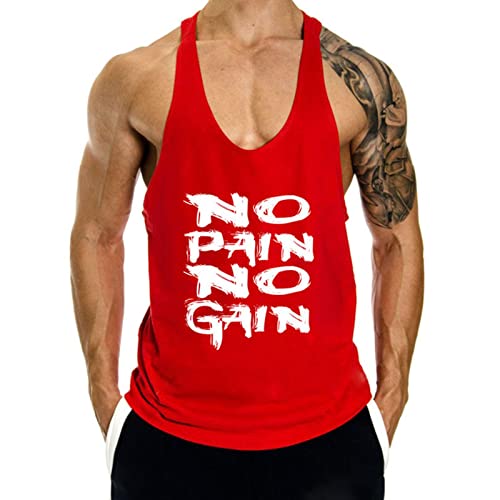 Voolga Tank Top Herren Ärmelloses Muskelshirt Athletic Tankshirt Bodybuilding Fitness Unterhemd Rot L von Voolga