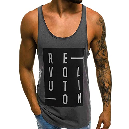 Voolga Tank Top Herren Bodybuilding Lässig Bodybuilding Muskelshirts Athletic Ärmelloses Shirt Fitnessstudio Stringer Tankshirt DunkelGrau S von Voolga