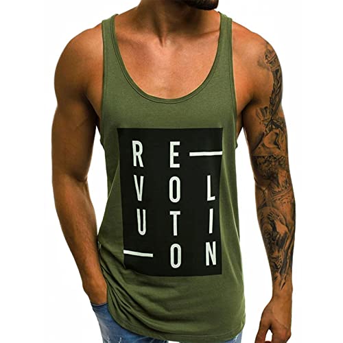 Voolga Tank Top Herren Bodybuilding Lässig Bodybuilding Muskelshirts Athletic Ärmelloses Shirt Fitnessstudio Stringer Tankshirt Grün M von Voolga