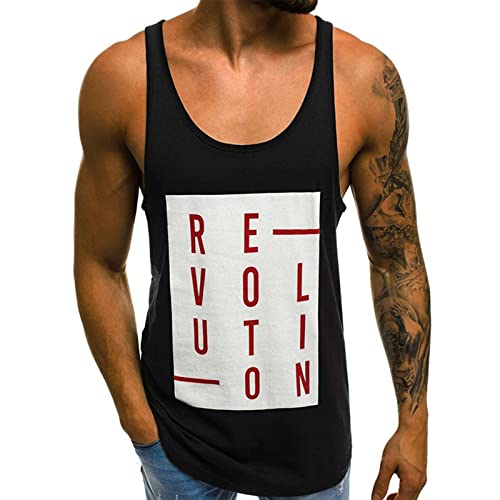 Voolga Tank Top Herren Bodybuilding Lässig Bodybuilding Muskelshirts Athletic Ärmelloses Shirt Fitnessstudio Stringer Tankshirt Schwarz XL von Voolga