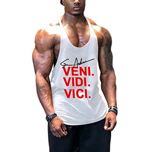 Voolga Tank Top Herren Sport Ärmelloses Muskelshirt Stringer Bodybuilding Unterhemd Training Trägershirt Weiß M von Voolga