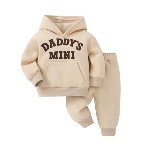 Voonlie Kleinkind Kleinkind Baby Jungen Kleidung Langarm Hoodie Sweatshirts & Hosen Set Herbst Winter Outfits, aprikose, 12-18 Monate von Voonlie