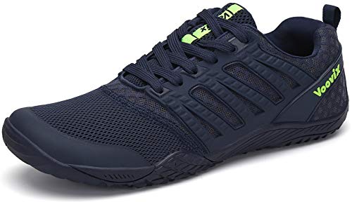 Voovix Herren Barfußschuhe Sportlich Traillaufschuhe Damen Outdoor Wanderschuhe Unisex Wide Toe Minimalistisch rutschfeste Turnschuhe Atmungsaktive Laufschuhe, Dunkelblau39 von Voovix