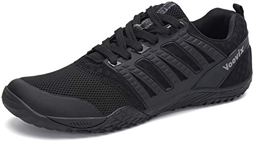 Voovix Herren Barfußschuhe Sportlich Traillaufschuhe Damen Outdoor Wanderschuhe Unisex Wide Toe Minimalistisch rutschfeste Turnschuhe Atmungsaktive Laufschuhe, Schwarz38 von Voovix