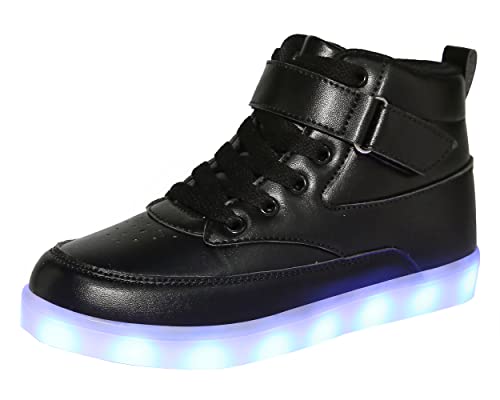 Voovix Kinder High-Top LED Licht Blinkt Sneaker-USB Aufladen LED Schuhe für Jungen und Mädchen(Schwarz02,26) von Voovix