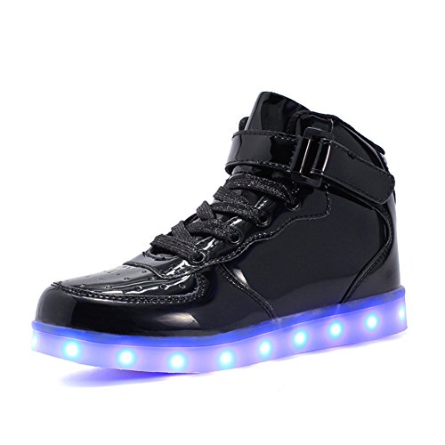 Voovix Kinder High-top LED Licht Blinkt Sneaker mit Fernbedienung-USB Aufladen Led Schuhe für Jungen und Mädchen(Schwarz01,25) von Voovix