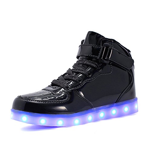 Voovix Kinder High-top LED Licht Blinkt Sneaker mit Fernbedienung-USB Aufladen Led Schuhe für Jungen und Mädchen(Schwarz01,26) von Voovix