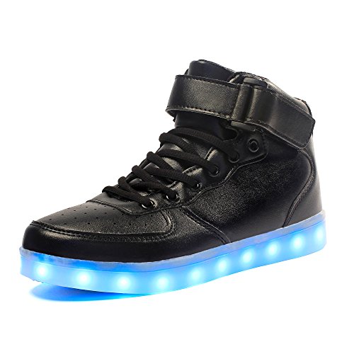 Voovix Kinder High-Top LED Licht Blinkt Sneaker mit Fernbedienung-USB Aufladen LED Schuhe für Jungen und Mädchen(Schwarz,31) von Voovix