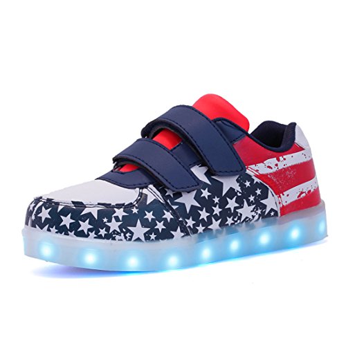 Voovix Unisex-Kinder Licht Schuhe mit Fernbedienung LED Leuchtende Blinkende Low-top Sneaker USB Aufladen Shoes für Mädchen und Jungen(Blau/X,31) von Voovix