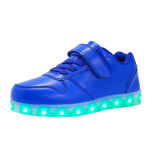 Voovix Unisex-Kinder Licht Schuhe mit Fernbedienung Led Leuchtende Blinkende Low-top Sneaker USB Aufladen Shoes für Mädchen und Jungen(Blau,EU30/CN30) von Voovix