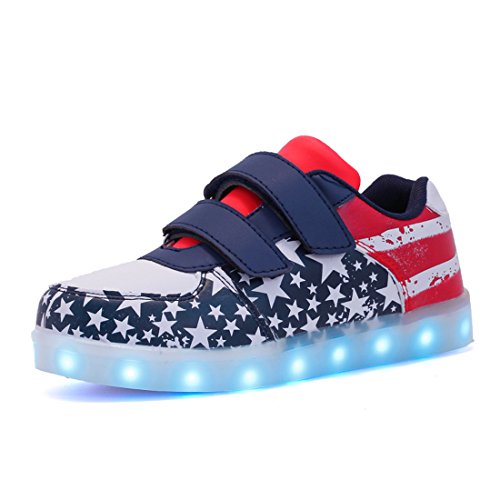 Voovix Unisex-Kinder Licht Schuhe mit Fernbedienung Led Leuchtende Blinkende Low-top Sneaker USB Aufladen Shoes für Mädchen und Jungen(Blau/X,EU33/CN33) von Voovix