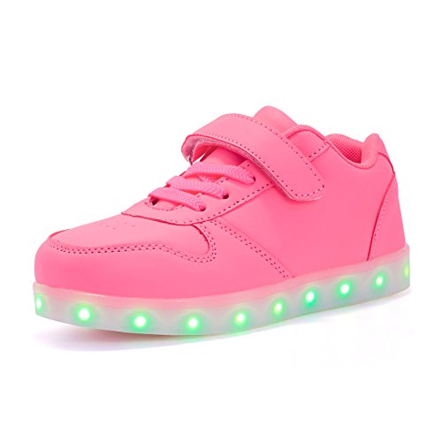 Voovix Unisex-Kinder Licht Schuhe mit Fernbedienung Led Leuchtende Blinkende Low-top Sneaker USB Aufladen Shoes für Mädchen und Jungen(Rosa,EU33/CN33) von Voovix