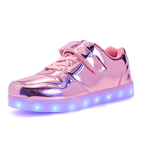 Voovix Unisex-Kinder Licht Schuhe mit Fernbedienung Led Leuchtende Blinkende Low-top Sneaker USB Aufladen Shoes für Mädchen und Jungen(Rosa01,EU35/CN35) von Voovix