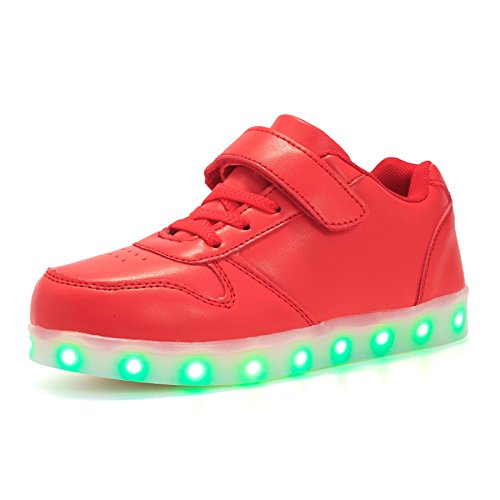 Voovix Unisex-Kinder Licht Schuhe mit Fernbedienung Led Leuchtende Blinkende Low-top Sneaker USB Aufladen Shoes für Mädchen und Jungen(Rot,EU34/CN34) von Voovix