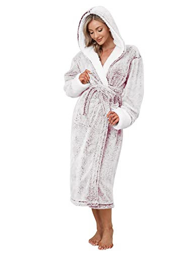 Voqeen Bademantel Damen, Flauschig Fleece Morgenmantel Lang, Kuschelig Plüsch Bademantel mit Kapuze, Geburtstagsgeschenk für Frauen, S-XL Voqeen Bademantel Damen, Flauschig Fleece Morgenmantel Lang, Kuschelig Plüsch Bademantel mit Kapuze, Geburtstagsgeschenk für Frauen, S-XL von Voqeen