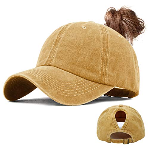 Voqeen Damen Basecap Baseball Cap Kappen Baseball Mützen Baumwolle Baseballmütze Sport Cap Snapback Cap Mädchen Mütze Hip Hop Cap Verstellbar UV Schutz Sonnenhut für Draußen Basecap(Gelb) von Voqeen