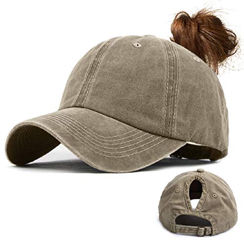 Voqeen Damen Basecap Baseball Cap Kappen Baseball Mützen Baumwolle Baseballmütze Sport Cap Snapback Cap Mädchen Mütze Hip Hop Cap Verstellbar UV Schutz Sonnenhut für Draußen Basecap(Khaki) von Voqeen