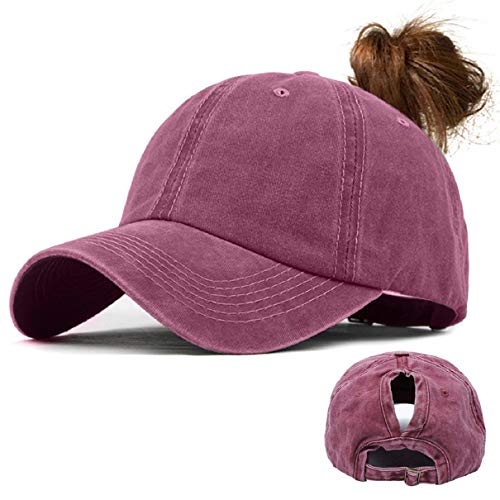 Voqeen Damen Basecap Baseball Cap Kappen Baseball Mützen Baumwolle Baseballmütze Sport Cap Snapback Cap Mädchen Mütze Hip Hop Cap Verstellbar UV Schutz Sonnenhut für Draußen Basecap(Rot) von Voqeen