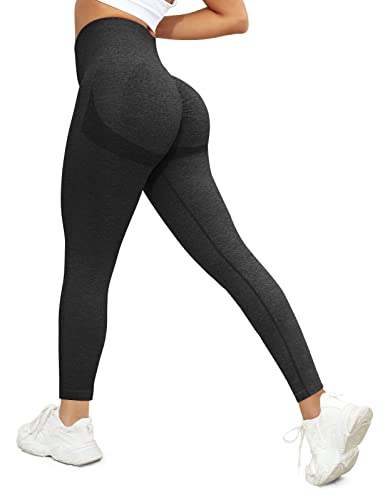 Voqeen Damen Sports Leggings Hohe Taille Blickdicht Sporthose Yogahose Laufhose mit Bauchkontrolle Slim Fit Scrunch Butt Fitnesshose Booty Push Up Tights für Radfahren Sport Yoga Fitness(Schwarz,L) von Voqeen