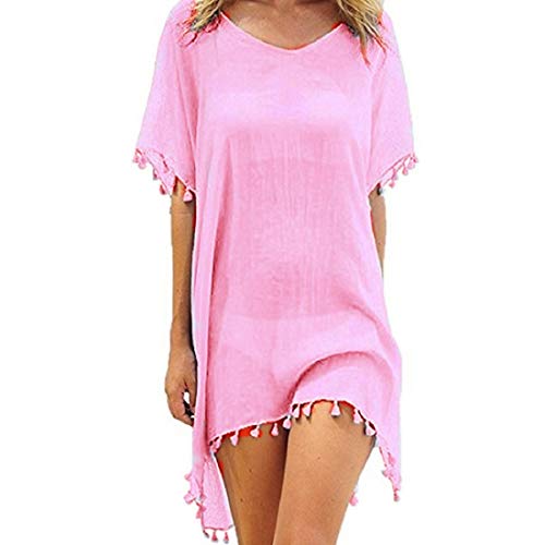 Voqeen Damen Strandkleid Kaftan Quaste Sommerkleid Bikini Cover Up Sommer Bademode Longshirt Tunika Sommer Strandponcho Strand von Voqeen