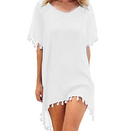 Voqeen Damen Strandkleid Kaftan Quaste Sommerkleid Bikini Cover Up Sommer Bademode Longshirt Tunika Sommer Strandponcho Strand von Voqeen