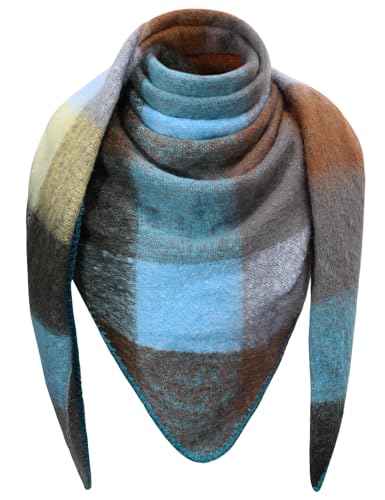 Voqeen Dreieckstuch Damen Winter Lange Tartan Schal Wrap Dicke Warme Damen Halstuch Weiche Stola Winterschal Decke Für Frauen von Voqeen